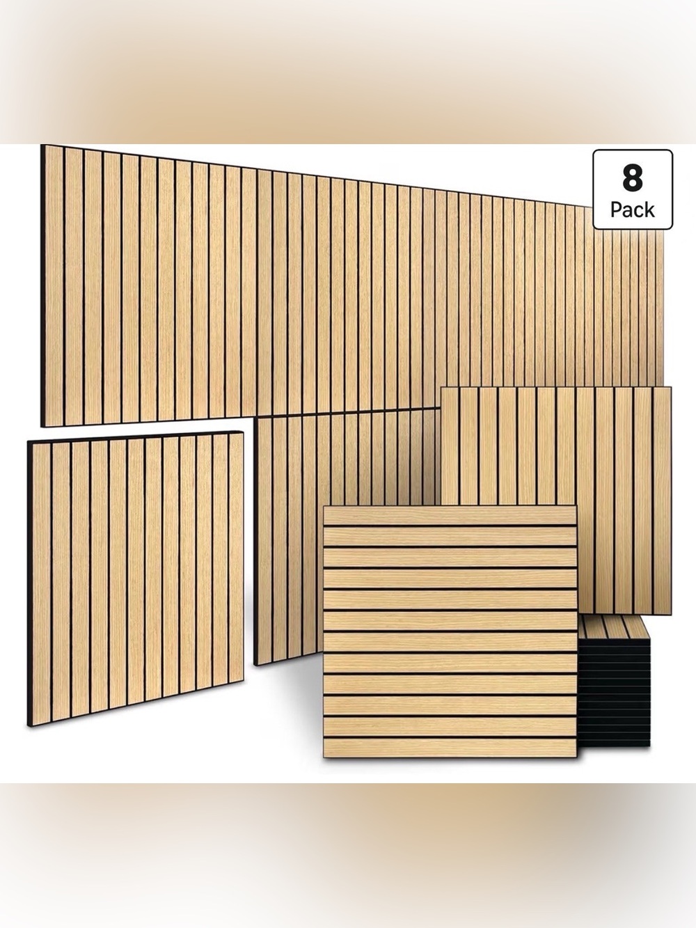 8-Pack Peel and Stick Acoustic Wall Panels
